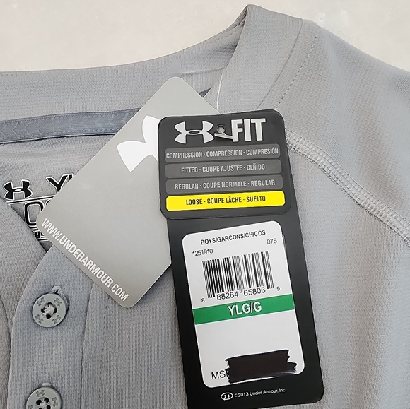 Under Armour Boys Size YL  Gray Loose Heatgear UA Baseball . - Picture 4 of 9